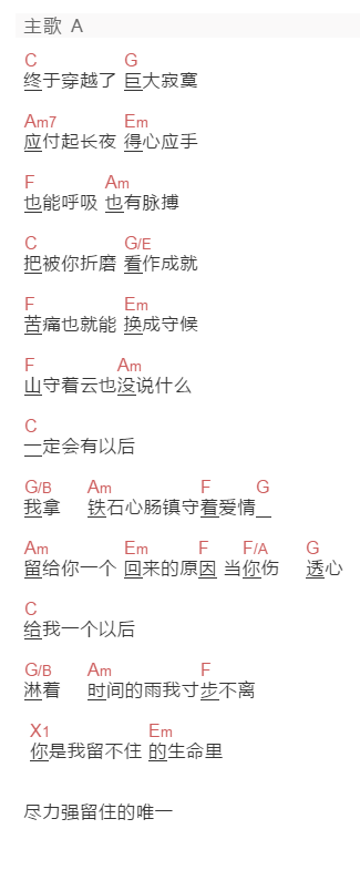 动力火车《镇守爱情》吉他谱C调和弦谱(txt)1