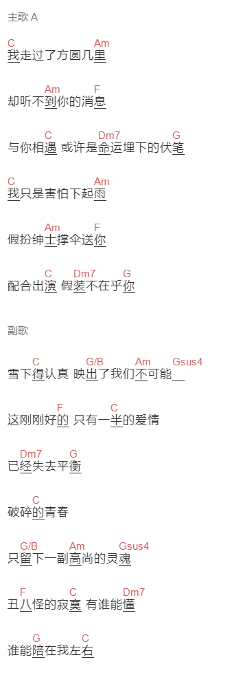 Gifty《关于薛之谦》吉他谱C调和弦谱(txt)1