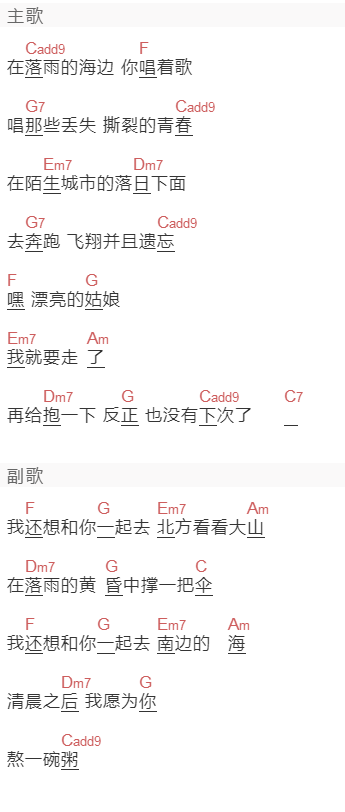 刘莱斯《D378》吉他谱C调和弦谱(txt)1