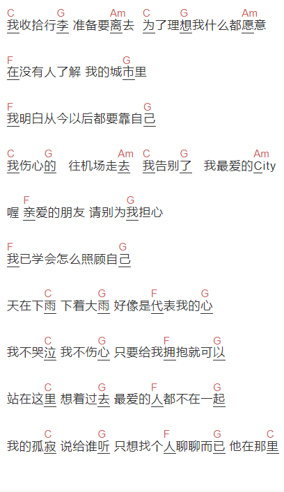 张学友《他在那里》吉他谱C调和弦谱(txt)1