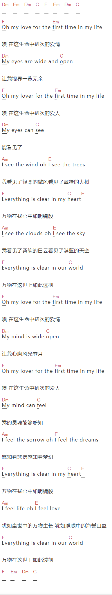 John Lennon《Oh My Love》吉他谱C调和弦谱(txt)1