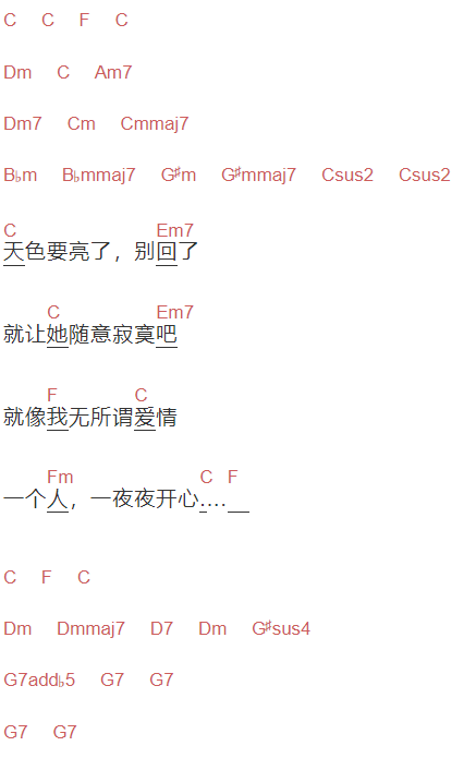 李志《日》吉他谱C调和弦谱(txt)1