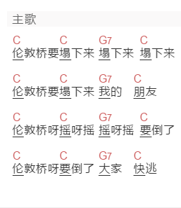 英国童谣《伦敦桥》吉他谱C调和弦谱(txt)1