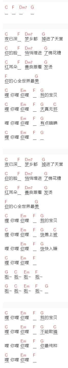 苏打绿《你喔》吉他谱C调和弦谱(txt)1