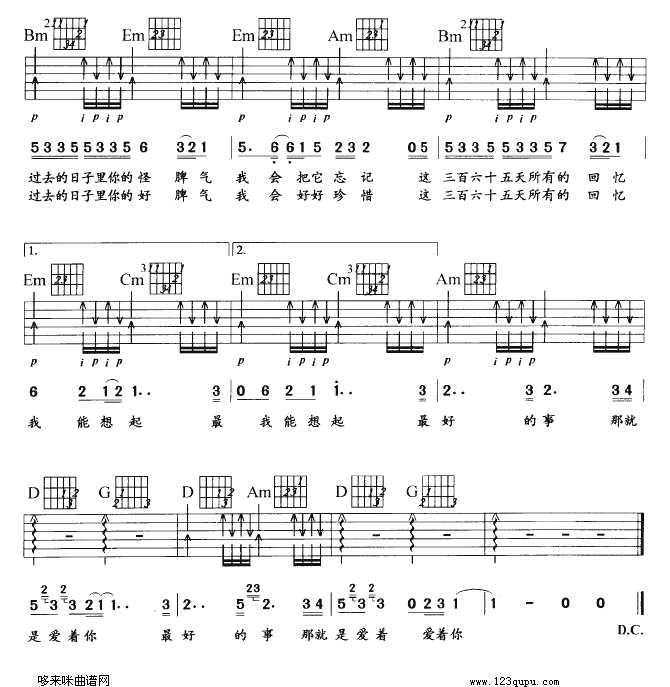 林忆莲《最好的事》吉他谱B调六线谱(图)1