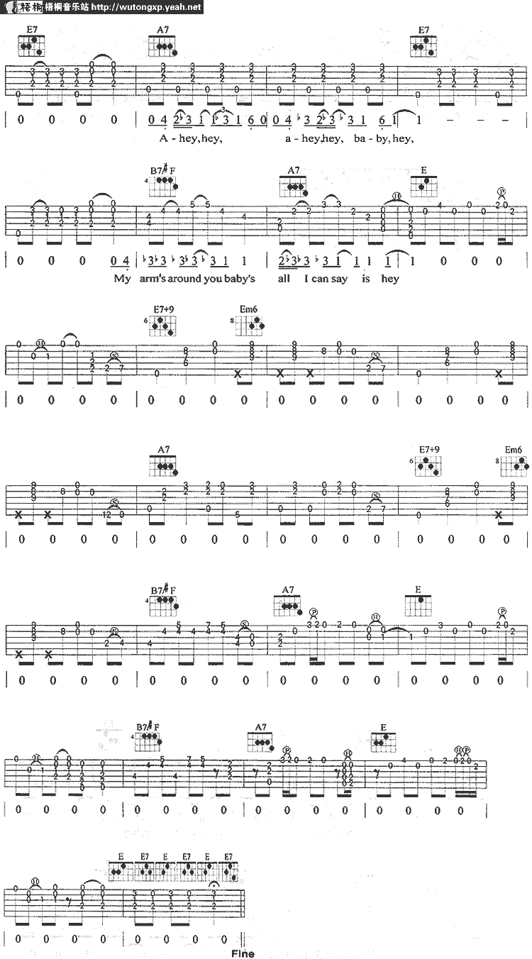 艾瑞克·克莱普顿《heyhey》吉他谱E调六线谱(图)1