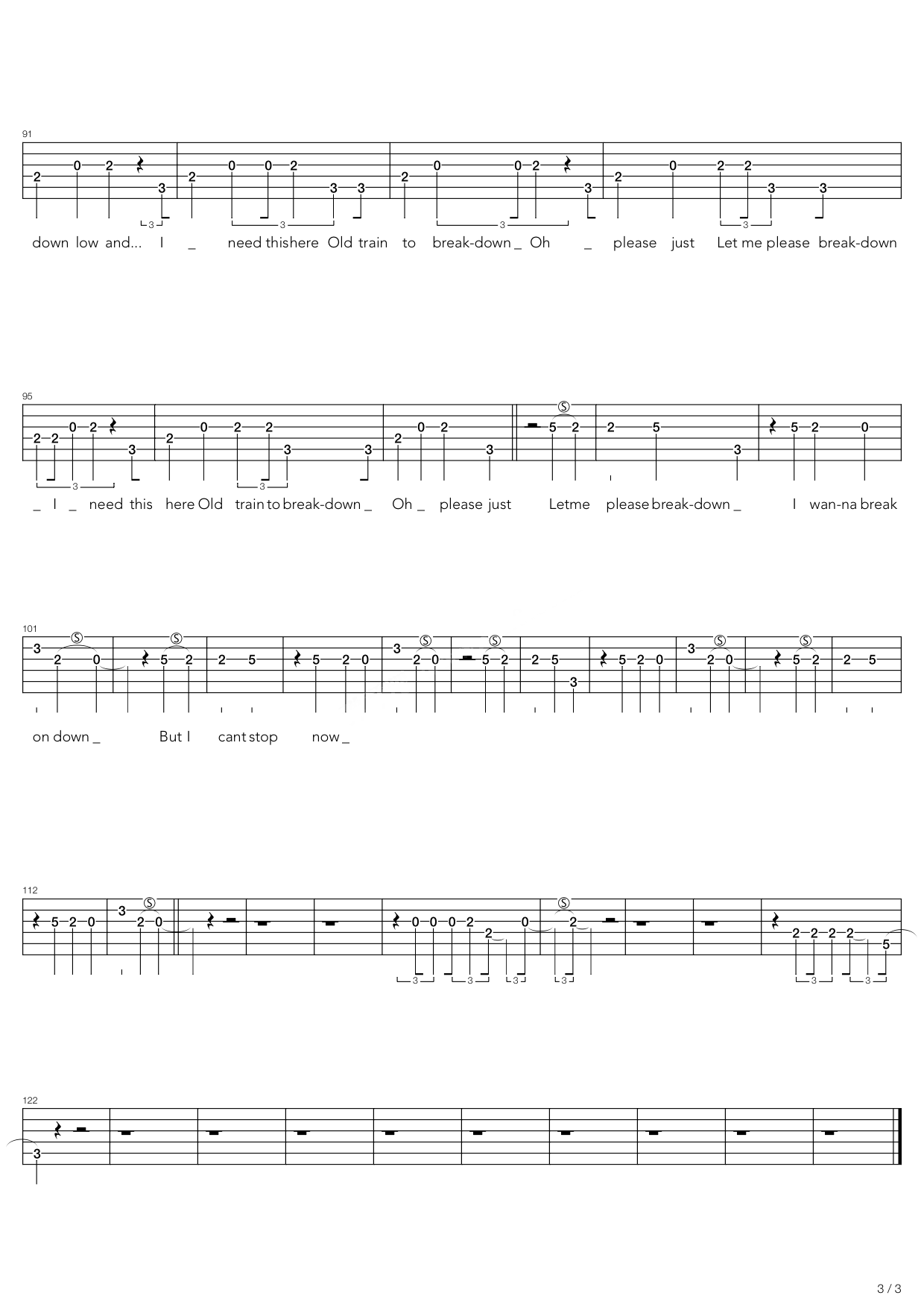 Jack Johnson《Breakdown》吉他谱C调六线谱(图)1