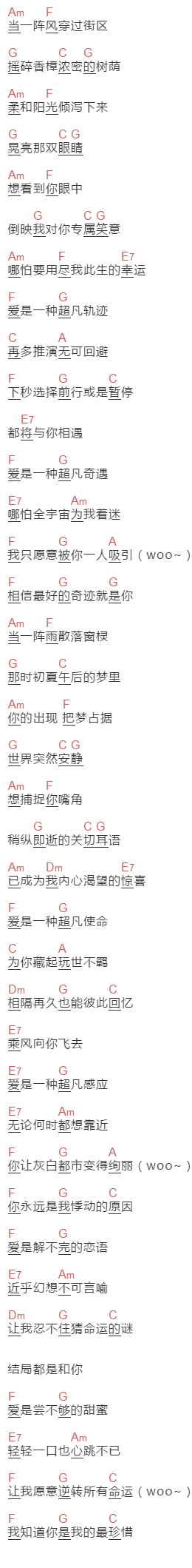 萧忆情《恋语》吉他谱C调和弦谱(txt)1