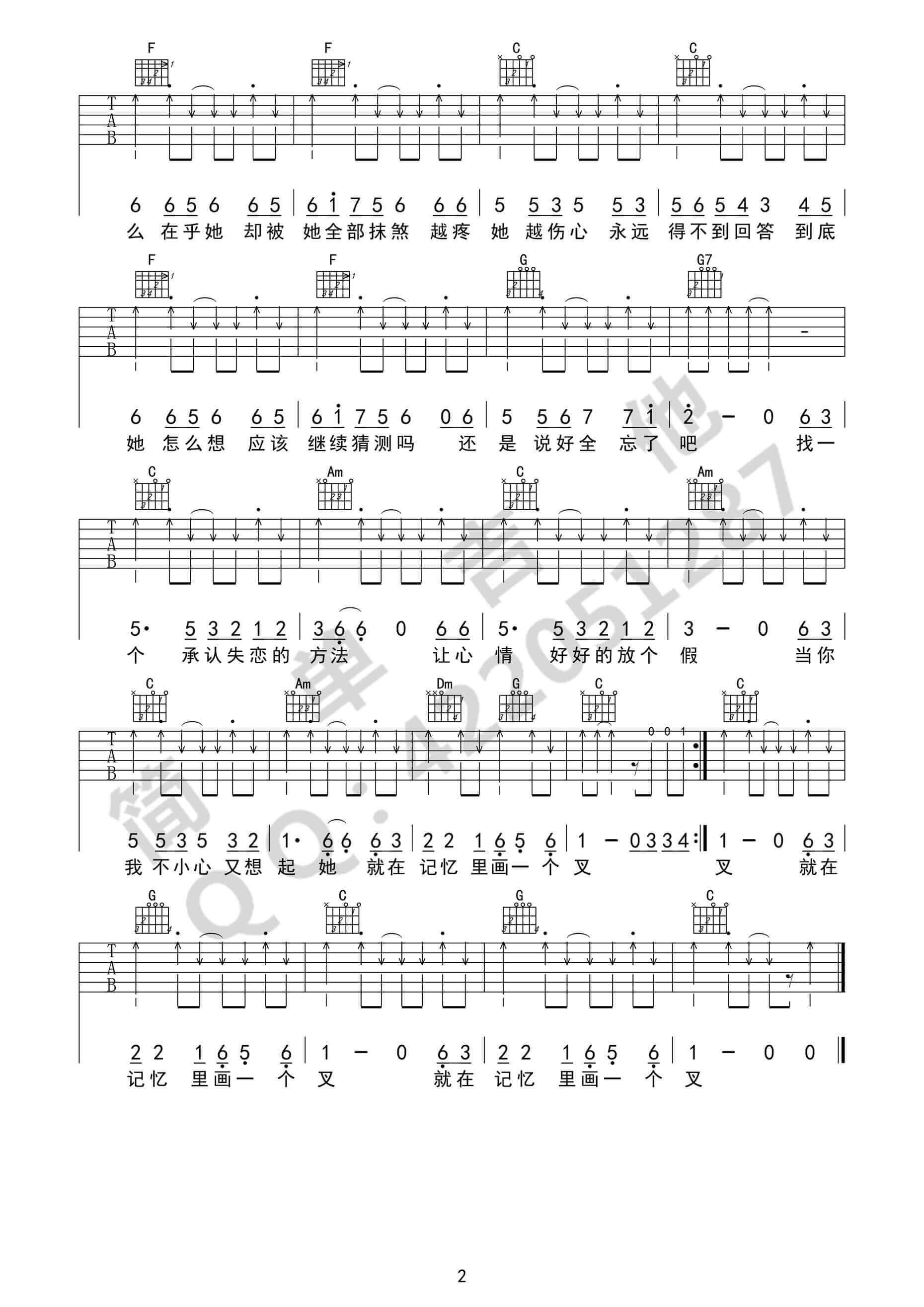 《中年阵线联盟》吉他谱C调六线谱(图)1