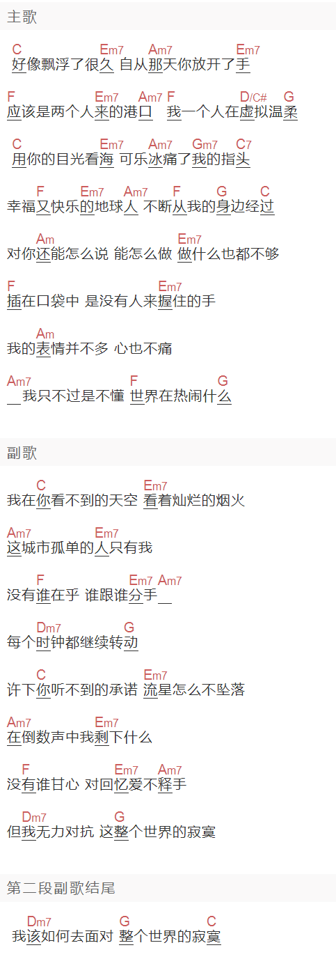 《你看不到的天空》吉他谱C调和弦谱(txt)1